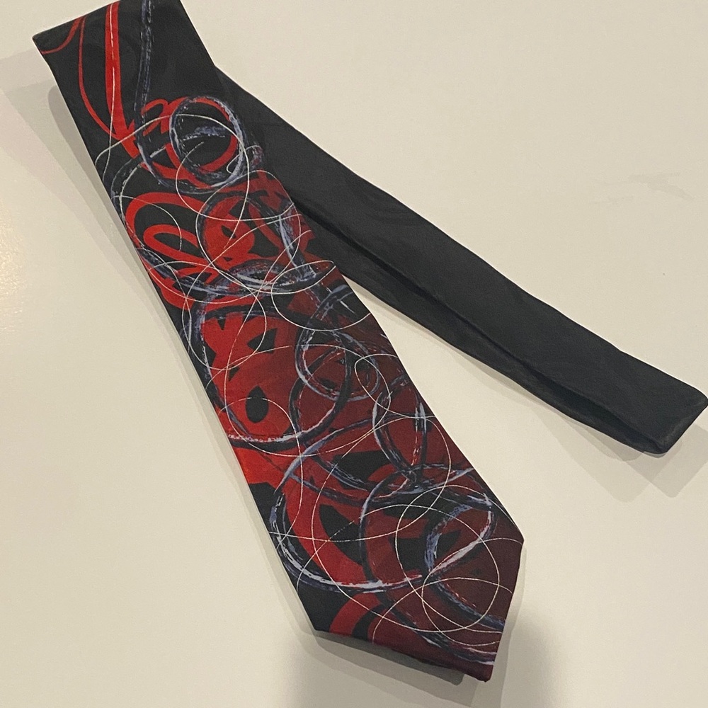 J. Garcia Red and Black Artistic Silk Tie